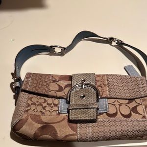 Coach bag blue and tan